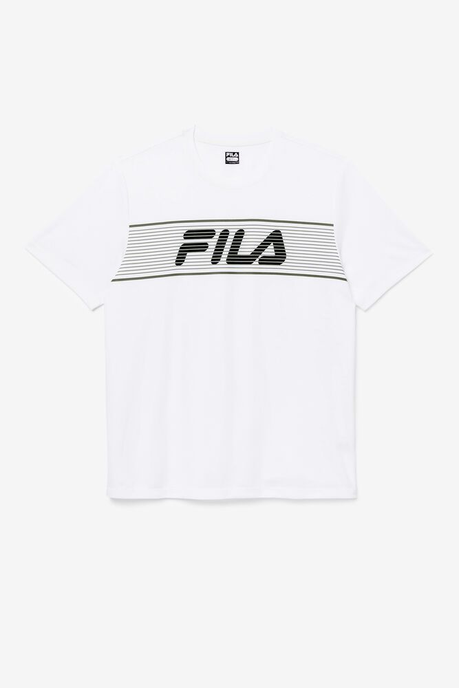 Fila Ehsan Crew White T-Shirt Mens - NZ 07945-QXYB